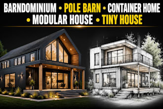 draw shipping container home barndominium pole barn modular tiny house plan