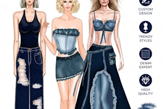 create your concept, denim wear for your dress design