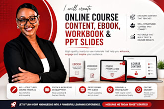 do online course content, mini course, ebook design, workbook, ppt slide