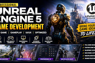 develop unreal engine 5 game, ue5 video game and game ui