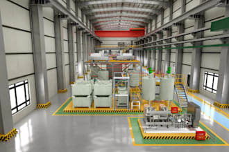 design industrial factory interior,steel structure design,logistic center render
