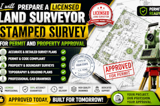 prepare a licensed land surveyor stamped survey for permit and property approval