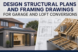 design structural plans and framing drawings for garage and loft conversion