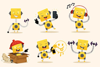 design cute mascot characters with expressive poses
