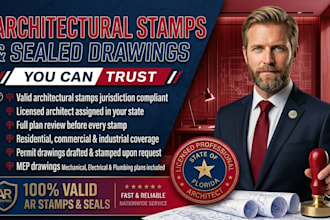 licensed california florida tx ny gag wa architect stamp city permit drawing mep