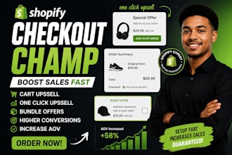 setup shopify checkout champ upsells, bundles and cart conversion funnel