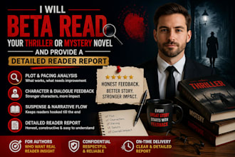 beta read your thriller or mystery novel and provide a detailed reader report