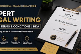 draft professional mou, nda, terms and conditions, and legal agreements