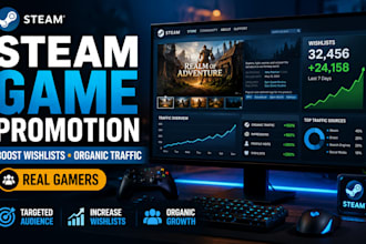 steam game promotion, organic steam game traffic, steam game wishlist marketing