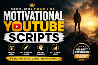 research, write motivational youtube content scripts that keep viewers watching
