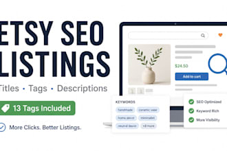 create SEO etsy product titles, tags and descriptions