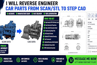 reverse engineer car parts from scan or stl to step cad