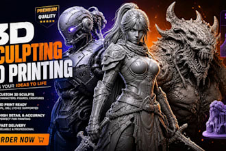 do 3d sculpting for 3d printing miniatures character model stl