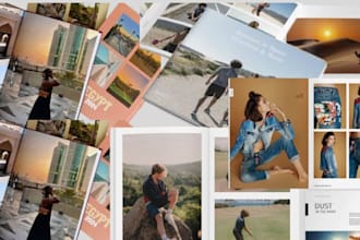 design printable editable wedding album and travel photobook memory book collage