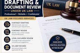 draft contracts and review legal documents under UK law