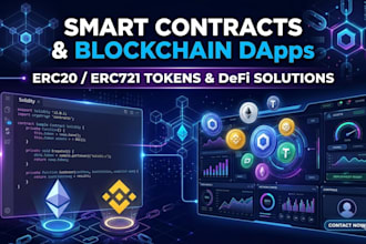 develop solidity smart contracts erc20 erc721 tokens blockchain dapps