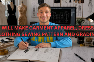 make garment apparel, dress, clothing sewing pattern and grading