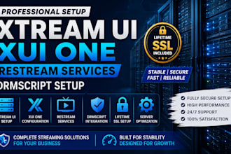 setup xtream ui server, xui one, restream services, drmscript with lifetime, SSL