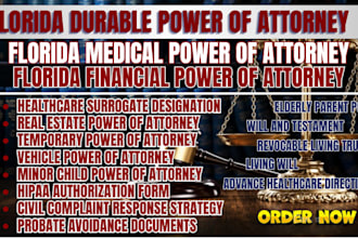 draft florida power of attorney durable poa, medical poa, financial poa