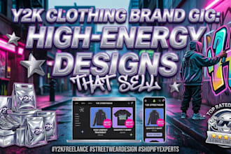 design 7 figure y2k shopify store, streetwear clothing website, shopify redesign