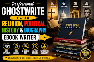 ghostwrite your religion, political, history and biography ebook writer