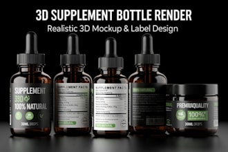 create realistic 3d renders and mockups for cosmetic and supplement products
