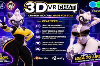 do custom furry vrchat avatar commission, vrc avatar 3d nsfw model vr character