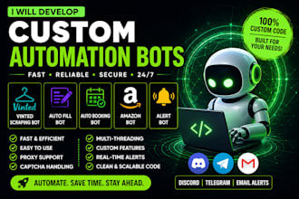do vinted scraping bot, auto fill bot, auto booking bot, amazon  bot, alert bot