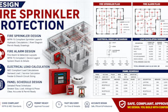 design fire sprinkler protection alarm electrical load calc panel schedule