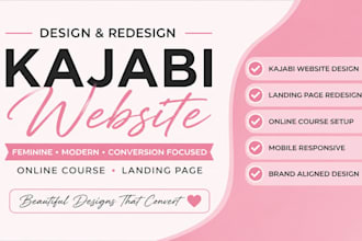 design kajabi website, feminine, online course, redesign landing page in kajabi