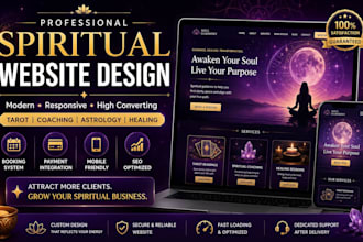 design spiritual coaching website astrology, tarot, healer horoscope, website