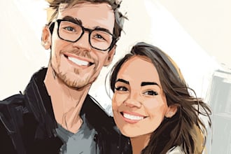 draw couple portrait illustration
