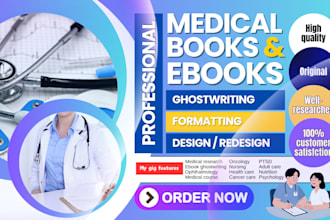 medical ebook ghostwriting, book design, healthcare workbook, journal for nurses