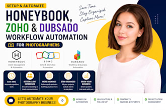 setup honeybook, zoho and dubsado workflow automation for photographers
