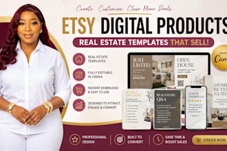 create real estate agent marketing templates for etsy digital downloads