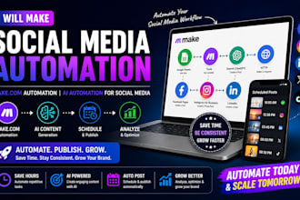 make social media automation make com automation social media post ai automation