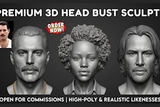 sculpt realistic 3d head bust face likeness of your photo to 3d printable stl