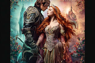 craft a mythical fantasy book cover with cinematic detail