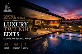 create luxury twilight architectural photo edits