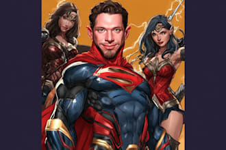 design premium superhero caricature character