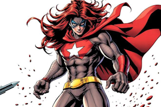 draw comic book character art, comic cover, concept superhero art illustration