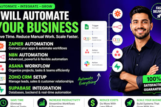 do zapier automation, asana workflow, supabase, zoho crm setup, n8n automation