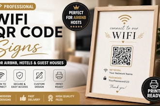 design wifi qr code signs for airbnb hotels and guest houses