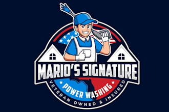 design power washing logo with roof soft washing business