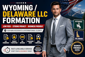 form your wyoming or delaware llc with ein registered agent and full compliance