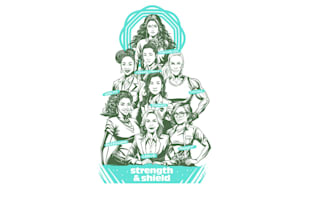 design warrior women strength shield coaching logo