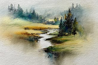 do creative watercolor landscape art