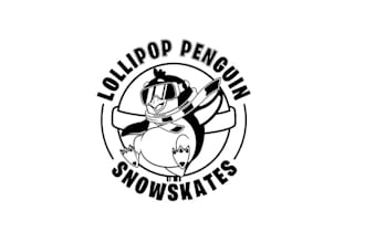 design whimsical cartoon character snow skate children logo
