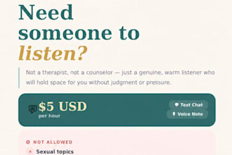 provide a safe, non clinical chatting space