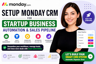setup monday CRM for startup buisness automation and sales pipeline